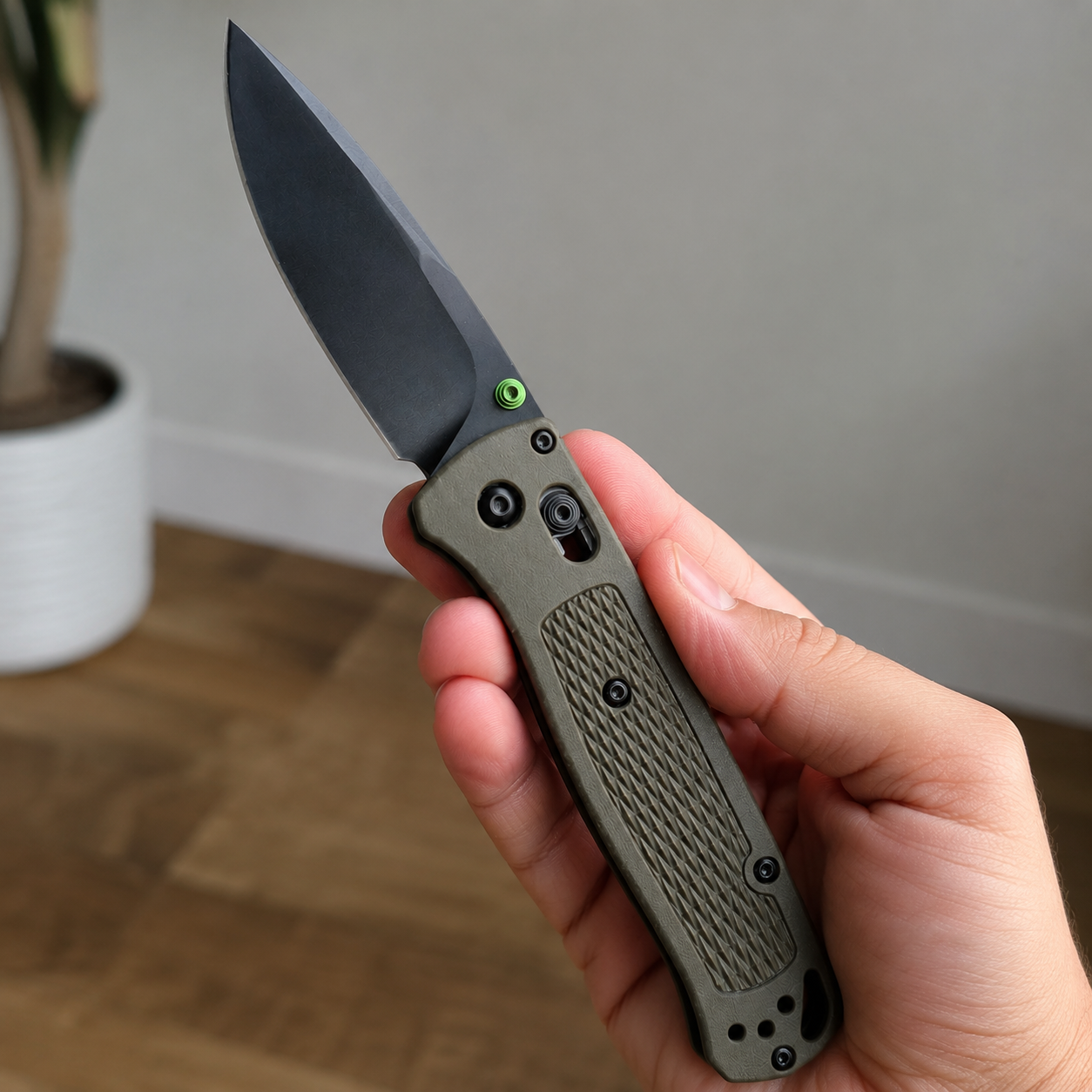 535gray-green handle/Outdoor camping folding knife