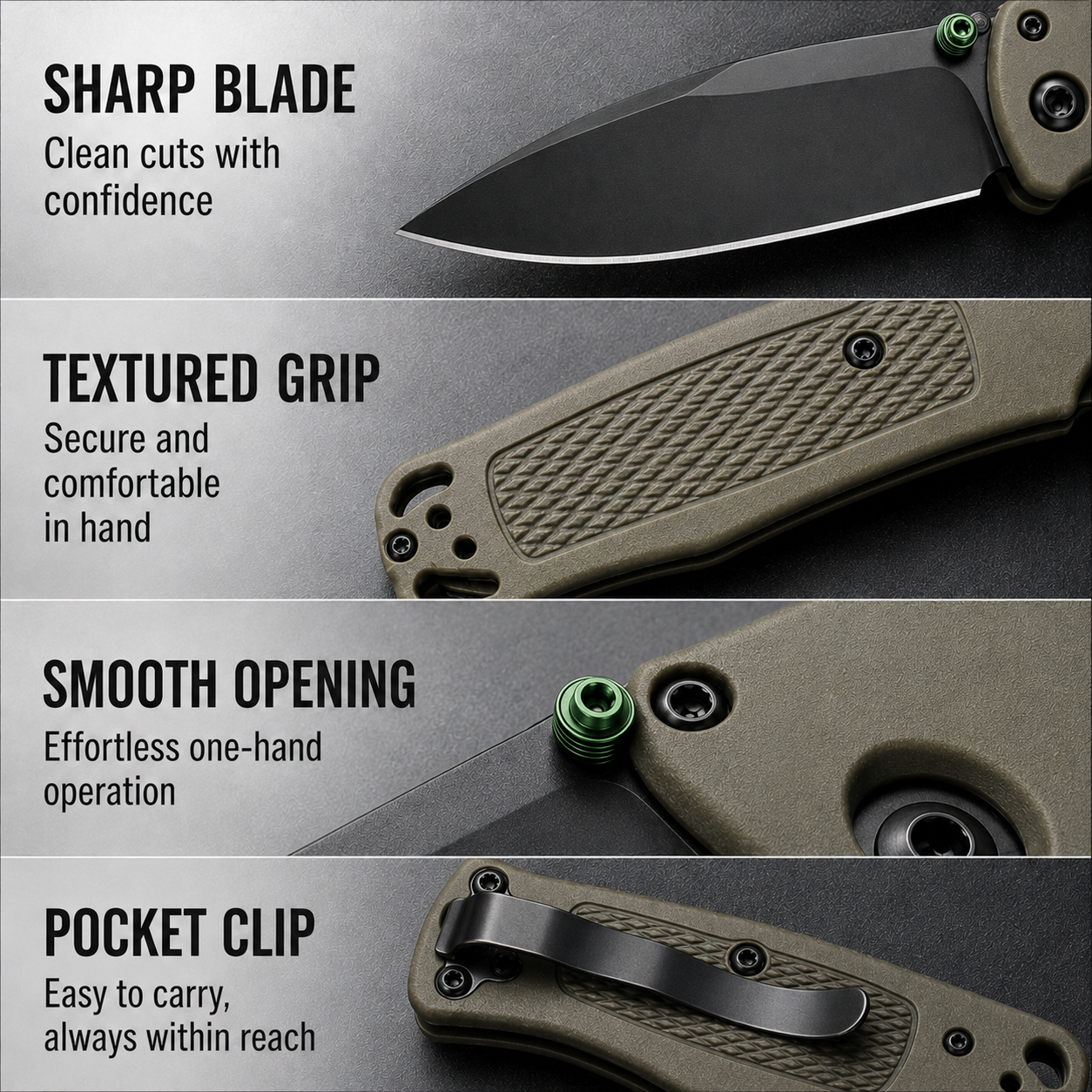 535gray-green handle/Outdoor camping folding knife