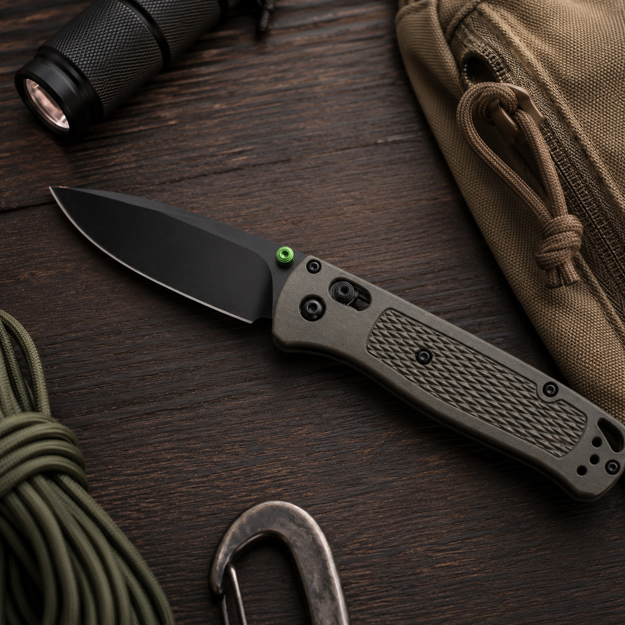 535gray-green handle/Outdoor camping folding knife